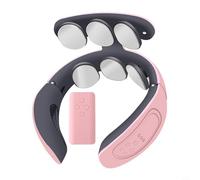 Autilyshop Masseur de colonne cervicale avec 6 têtes, 4 modes de charge USB, masseur électrique portable en forme de U avec fonction chauffante, relaxant musculaire pour la maison O (rose)