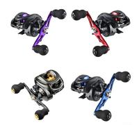 Autilyshop Moulinet de pêche Baitcasting 6,31, rapport de vitesse 6,31, main gauche ou droite, récupère le corps en nylon, design gouttelettes d'eau pour la pêche à la carpe et en eau douce (bleu