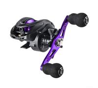 Autilyshop Moulinet de pêche Baitcasting 6,31, rapport de vitesse 6,31, main gauche ou droite, récupère le corps en nylon, design gouttelettes d'eau pour la pêche à la carpe et en eau douce (violet