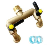 Autilyshop Répartiteur de tuyau en laiton à 2 valves - Inverseur d'eau robuste avec poignée ergonomique et connecteurs filetés NPT G pour robinets, arroseurs de pelouse, irrigation goutte à goutte et