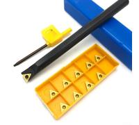 Autilyshop S12M STFCR11 CNC Porte-outil de tournage interne Tige 12 mm Longueur 150 mm Acier au carbone Main droite 91 degrés avec 10 inserts en carbure TCMT110204 pour semi-finition et finition