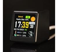 Autilyshop Station météo numérique WiFi avec écran LCD IPS de 154 pouces affiche la température, l'humidité, la date, l'heure, la pression atmosphérique, les informations sur la ville et le pays (noir