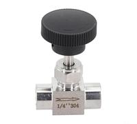 Autilyshop Vanne à aiguille en acier inoxydable 304 - Fil intérieur à travers l'aiguille - Connexion à vis interne - Joint anti-fuite - Haute pression - 25 à 40 MPa - Quatre options de taille - Argent