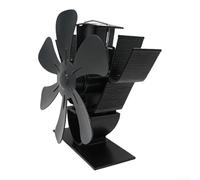 Autilyshop Ventilateur de cheminée alimenté par la chaleur à 5 pales pour poêle à bois pour la pêche sur glace, le camping, portable, efficace, distribution d'air chaud, pas besoin de batterie (noir)