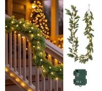 Auting Garland de Noël avec éclairage,1.95m 40leds Garlandais Blanc Chaud Sapin de Vert décoration de noël - opéré avec minuterie, décoration de noël Garlands de pin Chaîne légère