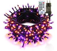 Auting Guirlande Lumineuse Halloween 25M 200LEDS Orange-Violet avec Télécommande et Minuterie IP44 Étanche -8 Modes pour Déco Extérieur/Intérieur Jardin Fête