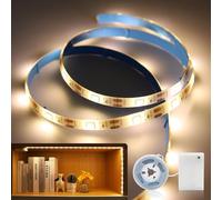 Auting ruban led pile Batterie, ruban led 1m blanc chaud pour sous le meuble de cuisine, étagères, meuble bas, placard, décoration
