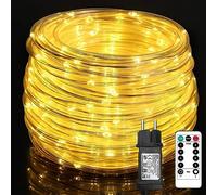 Auting Tube lumineux LED de 10 m 100 LED Étanche Blanc chaud Pour l'intérieur et l'extérieur Pour fête, mariage, Noël Lumière décorative 8 modes et luminosité à intensité variable
