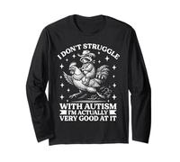 Autism Acceptance Funny Raccoon Rooster I'm Very Good At It Manche Longue