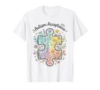 Autism Acceptation Floral Puzzle Wildflower Aquarelle T-Shirt