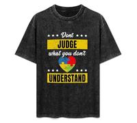 Autism Awareness Don't Judge What You Don't Understand Unisex T-Shirt Printed Tee Black Mens Top Shirt L