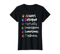 Autism Awareness Mom Kids Autism Always Unique Intelligent Intelligent T-Shirt Graphique avec Valeur, Femme, Noir, M