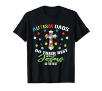 Autism Dad Christian - Faith Based Awareness Père Croix T-Shirt