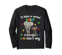 Autism Daddy Elephant Shirt Autism Awareness Family Support Manche Longue