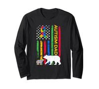 Autism Father Son - Papa Bear Autistic Boys Girls Autism Dad Manche Longue