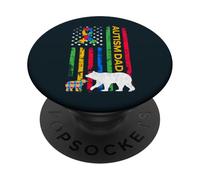 Autism Father Son - Papa Bear Autistic Boys Girls Autism Dad PopSockets PopGrip Adhésif