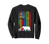 Autism Father Son - Papa Bear Autistic Boys Girls Autism Dad Sweatshirt