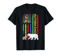Autism Father Son - Papa Bear Autistic Boys Girls Autism Dad T-Shirt