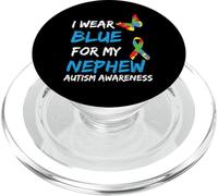 Autism I Wear Blue for My Nephew Awareness Uncle Aunt Auntie PopSockets PopGrip pour MagSafe