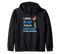 Autism I Wear Blue for My Nephew Awareness Uncle Aunt Auntie Sweat à Capuche