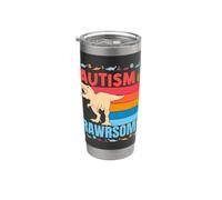 Autism Is Awesome - Cadeau dinosaure pour la sensibilisation à l'autisme - Pour garçons et filles Gobelet isotherme en acier inoxydable double paroi