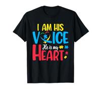 Autism Mom I'm His Voice He is My Heart Autism Awareness T-Shirt