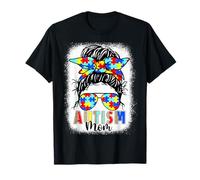 Autism Mom Life Chignon désordonné blanchi pour femme fête des mères maman T-Shirt