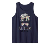 Autism Mom Life Messy Chignon Floral Fête des Mères Autisme Maman Débardeur