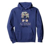 Autism Mom Life Messy Chignon Floral Fête des Mères Autisme Maman Sweat à Capuche