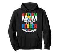 Autism Mom Raising Hero Groovy Messy Bun Autism Awareness Sweat à Capuche