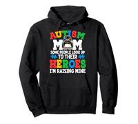 Autism Mom Raising Hero Groovy Messy Bun Autism Awareness Sweat à Capuche