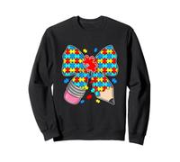 Autism Puzzle Bow Crayon Enseignant Sweatshirt