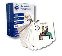 Autism Supplies and Developments Porte-clés Comportement Autisme - Support Visuel Rappelle Attentes Comportementales Enfants - 22 Pictogrammes Autisme - Outil pour Maternelle/TSA/TDAH
