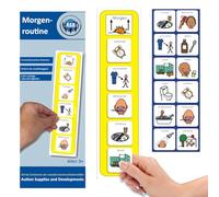 Autism Supplies and Developments Tableau Routine Enfant Matin - Emploi du Temps/Rituel - 12 Pictogrammes Autisme Materiel Enfant - Calendrier de Planning - TDAH Outil (Allemand)