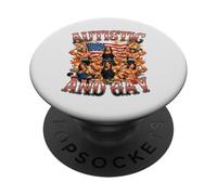 Autistic Gay Bodybuilder Pride USA Bootleg Haltérophilie PopSockets PopGrip Adhésif