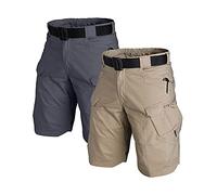 AUTIWITUA Short tactique imperméable pour homme - Léger - Séchage rapide - Respirant - Pour la randonnée, la pêche, Gris et kaki, Taille L