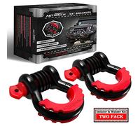 AUTMATCH Manilles à Anneau en D de 1,9 cm (Lot de 2) - Résistantes à la Rupture avec goupille à vis de 2,2 cm et rondelles isolantes de Manille pour Sangle de remorquage - Noir et Rouge