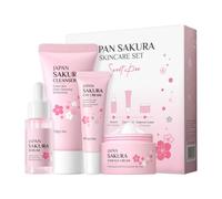 Autmor Kit De Soin De La Peau Pour Le Visage, Hydratant, Nourrissant Et Oléophobe, Pour Tous Les Types De Peau, Cadeau Idéal Pour Femme, Cadeau De Beauté Avec Mini Format De Voyage (Sakura 4 PièCes)