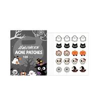 Autmor Lot de 100 patchs d'acné d'Halloween pour le visage, disponibles en 100 points ou plus, idéal pour les boutons, les boutons et l'acné, livré avec des autocollants à thème de Noël comme fantôme