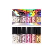 Autmor Lot de 6 fards à paupières liquides avec paillettes diamantées et eye-liner - Formule imperméable pour contour des yeux, eye-liner pailleté et maquillage pour des yeux brillants (A)