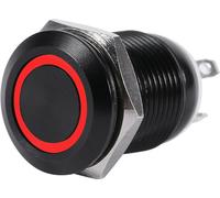 Auto 12mm LED Light Momentiner Bouton-poussoir Commutation Housse noire 2a