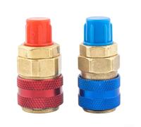 Auto AC R134a Quick Connect Coupleur QC-12 pour recharge de liquide de refroidissement - Adaptateur en métal pour véhicules (bleu + rouge)