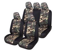 Auto Accessori Lupex A23 Housses de siège Auto universelles Avant et arrière (Ensemble Complet Bicolores, Camouflage Vert)