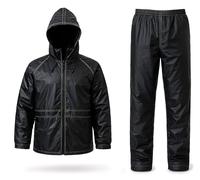 Auto Accessori Lupex Combinaison de moto imperméable anti-pluie coupe-vent, couleur noire, avec sac, ensemble veste et pantalon de pluie avec capuche escamotable, toutes tailles, Pvc, unisexe homme