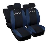 Auto Accessori Lupex Housses de siège auto compatibles Agila | Made in Italy | Set couvre-siège avant et arrière | Logo brodé | Airbag Compatible | Intérieur (noir/bleu foncé)