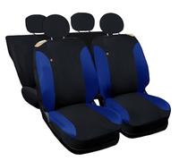 Auto Accessori Lupex Housses de siège Auto compatibles avec Cinquecento 500, fabriqué en Italie, Tissu Polycoton, Ensemble Avant et arrière (Noir, Bleu Royal avec Dossier arrière Entier)