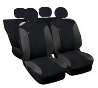 Auto Accessori Lupex Housses de siège Auto compatibles avec Cinquecento 500, fabriqué en Italie, Tissu Polycoton, Ensemble Avant et arrière (Noir, Gris foncé avec Dossier arrière 50e50)