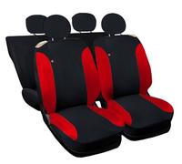 Auto Accessori Lupex Housses de siège Auto compatibles avec Cinquecento 500, fabriqué en Italie, Tissu Polycoton, Ensemble Avant et arrière (Noir - Rouge avec Dossier arrière 50e50)