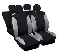 Auto Accessori Lupex Housses de siège Auto compatibles avec Cinquecento 500, fabriqué en Italie, Tissu Polycoton, Ensemble Avant et arrière (Noir, Gris Clair avec Dossier arrière Entier)