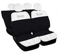 Auto Accessori Lupex Housses de siège Auto compatibles avec Cinquecento 500, Made in Italy, Tissu Polyester (Blanc - Noir modèle 2)